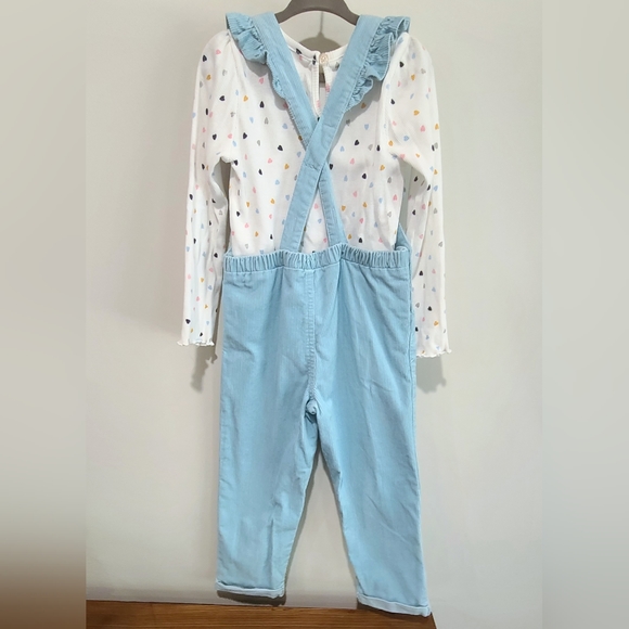 Light blue ruffled overalls set by Little Me, size 4T - Picture 3 of 7